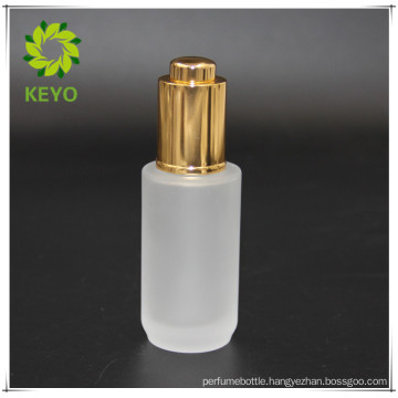 30ml frosted cosmetic glass bottle with gold press pump